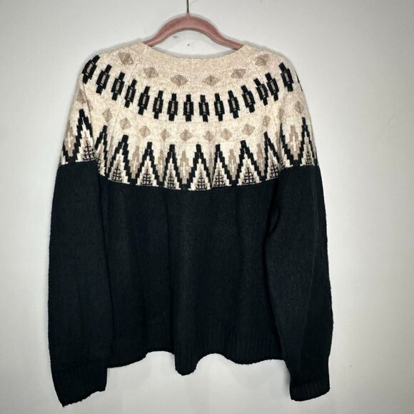 Lucky Brand Fair Isle Nordic Sweater Womens Size XL Beige Brown Blend Cabincore - Picture 8 of 8